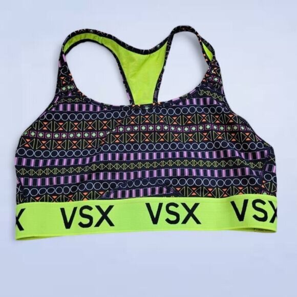 Victoria's Secret The Player Racerback Sports Bra Geometric Pattern - Size Large - Picture 1 of 5